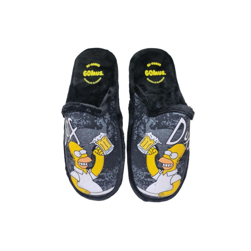Gomus 6628 negro - Zapatillas de casa para hombre con divertido dibujo de cerveza