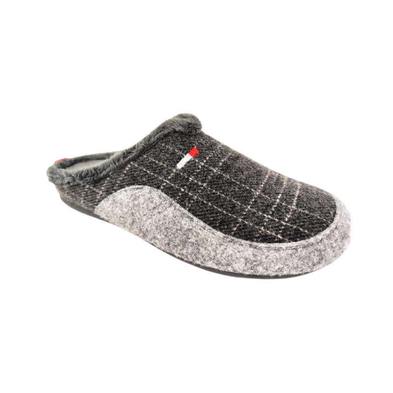 Zapatillas de casa para hombre en paño gris con plantillas extraíbles