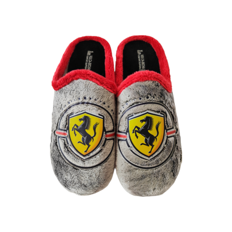 Zapatillas de casa para hombre en gris sin talón y plantillas extraíbles