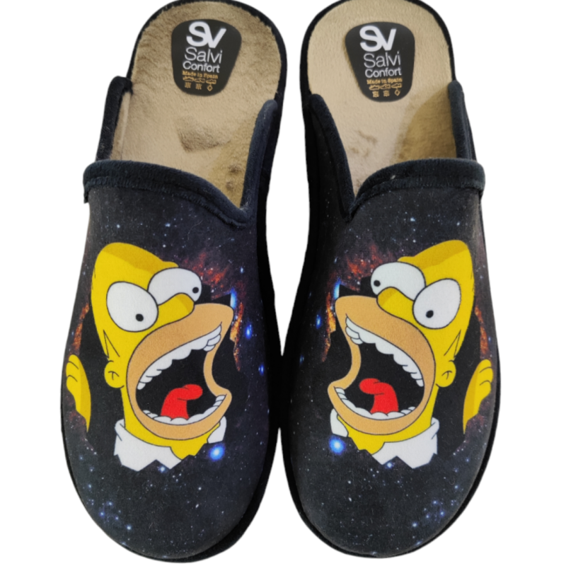 Zapatillas de estar en casa divertidas para hombre en color negro