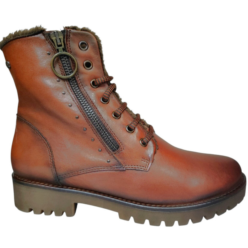 GIORDA 23954 marrón - Botas de piel con cremallera y pelo interior