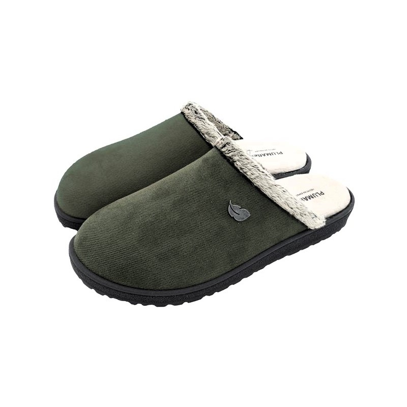 Plumaflex 80032 verde kaki - Zapatillas de casa para hombre sin talón