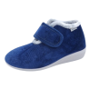Botas de estar en casa con cierre de velcro en paño azul marino y cuña de goma