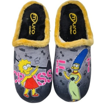 Zapatillas de casa sin talón para mujer con dibujo divertido