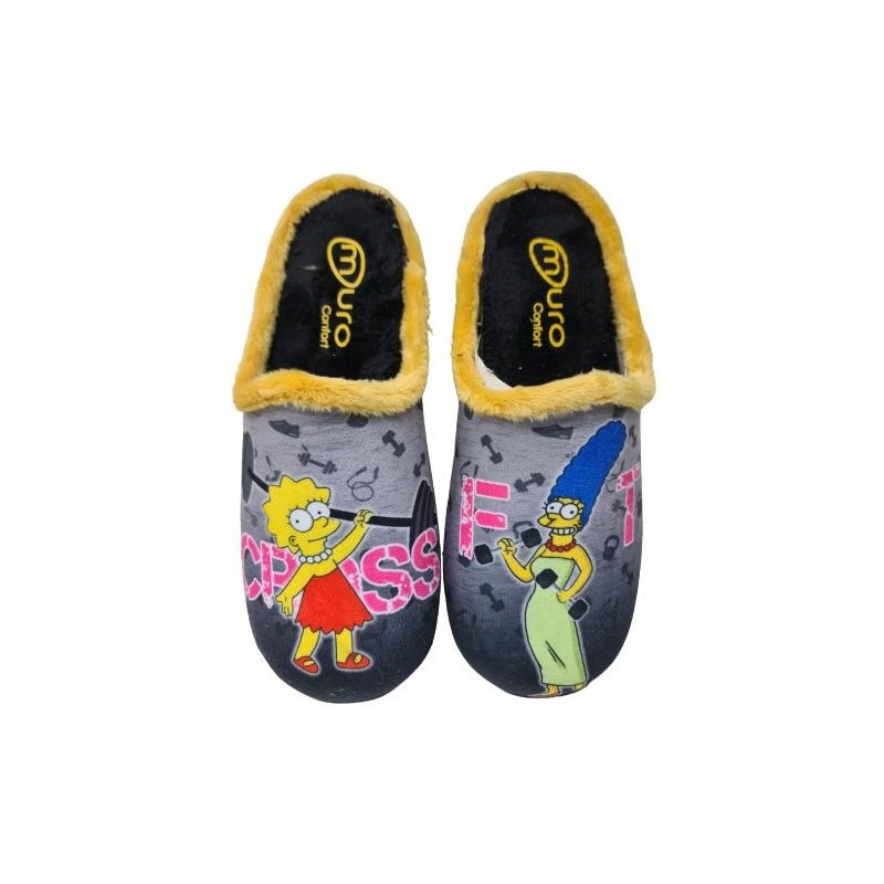 Zapatillas de casa sin talón para mujer con dibujo divertido