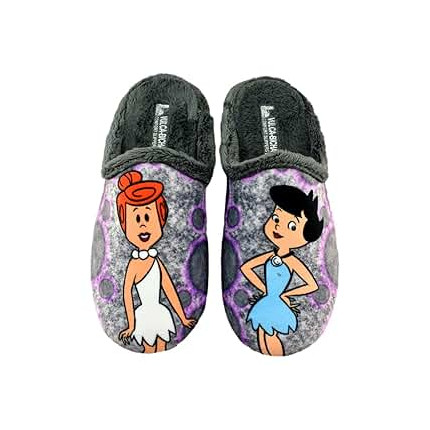 Zapatillas de casa para mujer con dibujo original en tonos grises