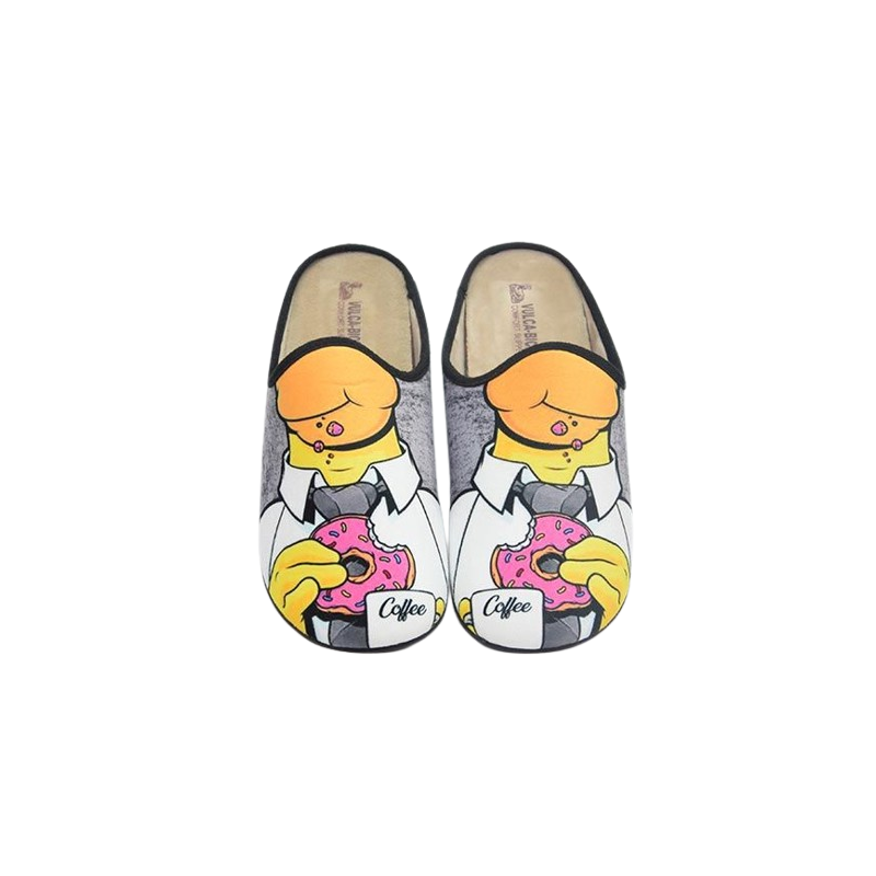 Zapatillas de casa para hombre con dibujo de una rosquilla