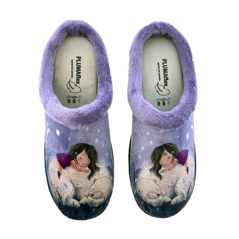 Plumaflex 12213 niña oso - Zapatillas de casa sin talón con plantillas de gel