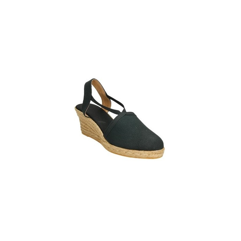Alpargatas de cuña de cañamo y pieza de tela, con elástico para sujetar, color beige Alpargatas de cuña de cañamo y pieza de tela, con elástico para sujetar, color beige