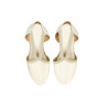 Alpargatas de cuña de cañamo y pieza de tela, con elástico para sujetar, color beige