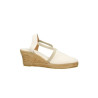 Alpargatas de cuña de cañamo y pieza de tela, con elástico para sujetar, color beige