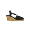 Alpargatas de cuña de cañamo y pieza de tela, con elástico para sujetar, color NEGRO