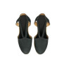 Alpargatas de cuña de cañamo y pieza de tela, con elástico para sujetar, color NEGRO
