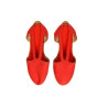 Alpargatas de cuña de cañamo y pieza de tela, con elástico para sujetar, color rojo