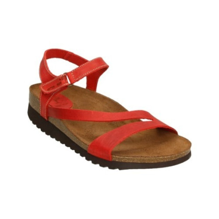 Inter-bios 7219 rojo - Sandalias en piel planas con cierre en el tobillo de velcro 