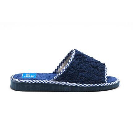 Zapatillas de algodón con puntera abierta de color azul marino