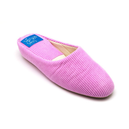 Zapatillas de casa de pana con cuña interna en rosa