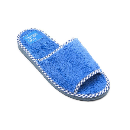 Zapatillas de algodón con puntera abierta de color azul francias