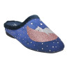 Zapatillas de casa sin talón con plantilla plumaflex ultracómodas con dibujo de un gatos sobre Luna en tonos azules