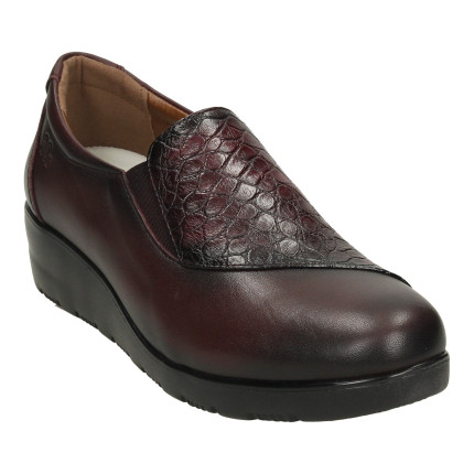 TREINTAS L330 burdeos - Zapatos de piel cuña de goma con elástico en empeine y pieza grabada