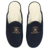 Zapatillas de casa destalonadas para hombre con forro de borreguillo y bordado, azul marino