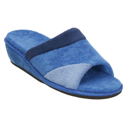Zapatillas de casa de verano de toalla en tres colores azules combinados, muy ligera