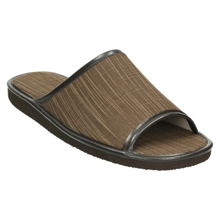 Zapatillas de casa de verano para hombre con puntera abierta y tela en color marrón