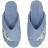 Zapatillas de casa de verano con cuña forrada al tono y plantilla anatómica en color azul azafata