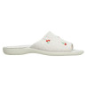 Zapatillas de casa para mujer con bordado de cerezas con suela de goma plana y empeine de tela con forro de toalla color gris