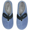Zapatillas de casa de primavera cerradas con una tira de velcro y material en toalla azul
