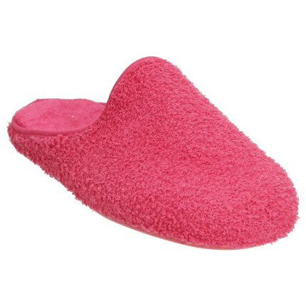 Zapatillas de casa para mujer fabricadas en toalla color fuxia con plantilla extraíble