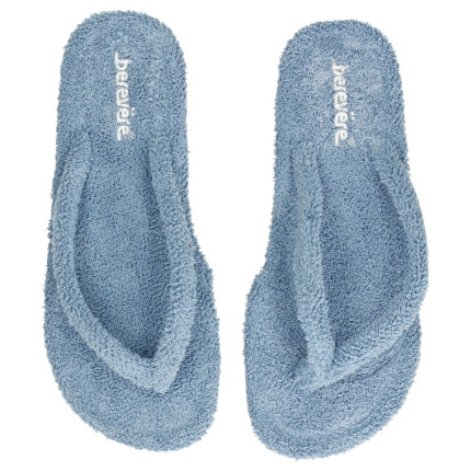Zapatillas de dedo para mujer de toalla, planas, frescas, color azul aguamar