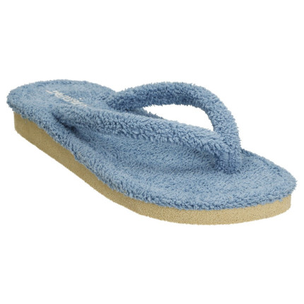 Zapatillas de dedo para mujer de toalla, planas, frescas, color azul aguamar