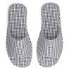 Zapatillas de tela con puntera abierta, planas y estampado vichy en azul marino