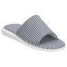 Zapatillas de tela con puntera abierta, planas y estampado vichy en azul marino