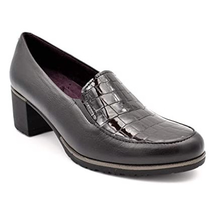 Pitillos 6335 negro - Zapatos de tacon de piel con pala grabada