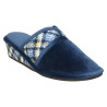 Zapatillas de casa de mujer con cuña forrada con tejido de cuadros. Muy ligeras. Piezas en cuadros combinadas.