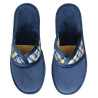 Zapatillas de casa de mujer con cuña forrada con tejido de cuadros. Muy ligeras. Piezas en cuadros combinadas.