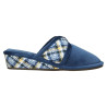 Zapatillas de casa de mujer con cuña forrada con tejido de cuadros. Muy ligeras. Piezas en cuadros combinadas.