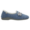 Zapatillas de casa cerradas fabricadas en lana con adorno de flor en color azul