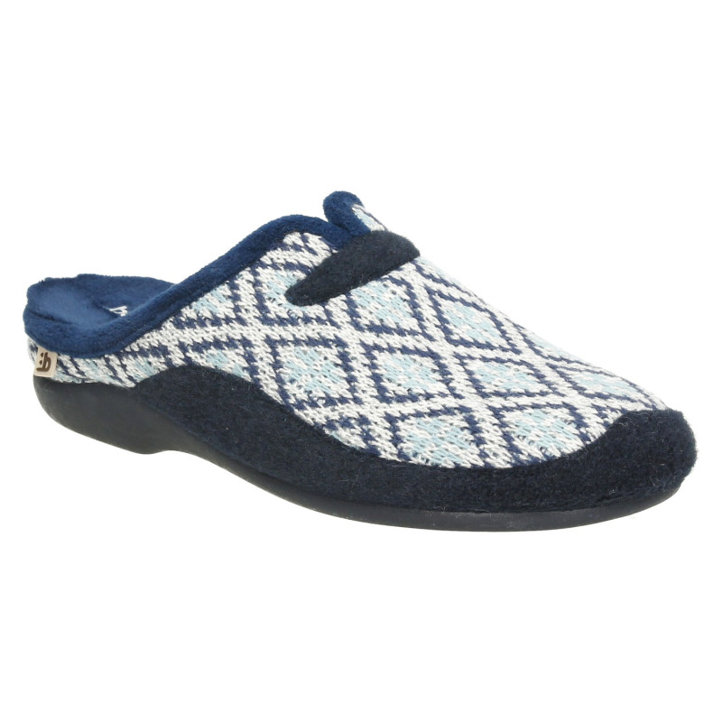 Zapatillas casa para mujer sin talon, de lana y plantilla extraíble, en tonos azules