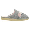 Zapatillas de casa para mujer con ratón y bola de lana cosido en paño gris