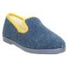 Zapatillas de casa para mujer en paño azul con cuello en mostaza. Muy calientes.