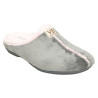 Zapatillas de casa para mujer en suave tejido de color gris con forro combinado en rosa