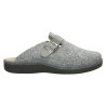 Zapatillas de casa para hombre en paño de color gris claro con hebilla lateral y plantilla superalhomadillada