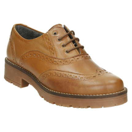Pitillos 1096 marrón - Zapatos de cordones con puntitos picados en la piel y suela de goma.