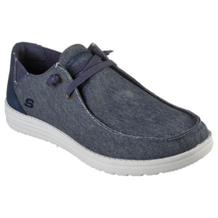 SKECHERS 66387 azul - Zapatos con cierre de elásticos fabricados en tela con plantilla de gel