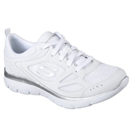 Skechers 12982 blanco - Zapatillas de cordones de tela con plantilla de gel memory foam