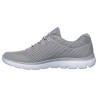 Skechers 12985 gris  - Zapatillas de tela de rejilla con cordones elásticos y plantilla memory foam