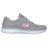 Skechers 12985 gris  - Zapatillas de tela de rejilla con cordones elásticos y plantilla memory foam